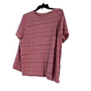 Athleta Mauve and Purple Striped Short Sleeve Tee Size 2X